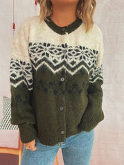 Christmas Button Up Drop Shoulder Cardigan OutfitFlow