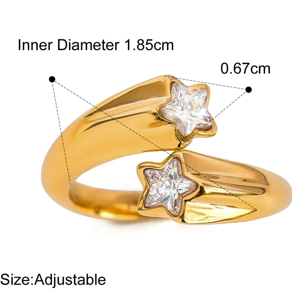 Star Crystal Gold Adjustable Ring OutfitFlow