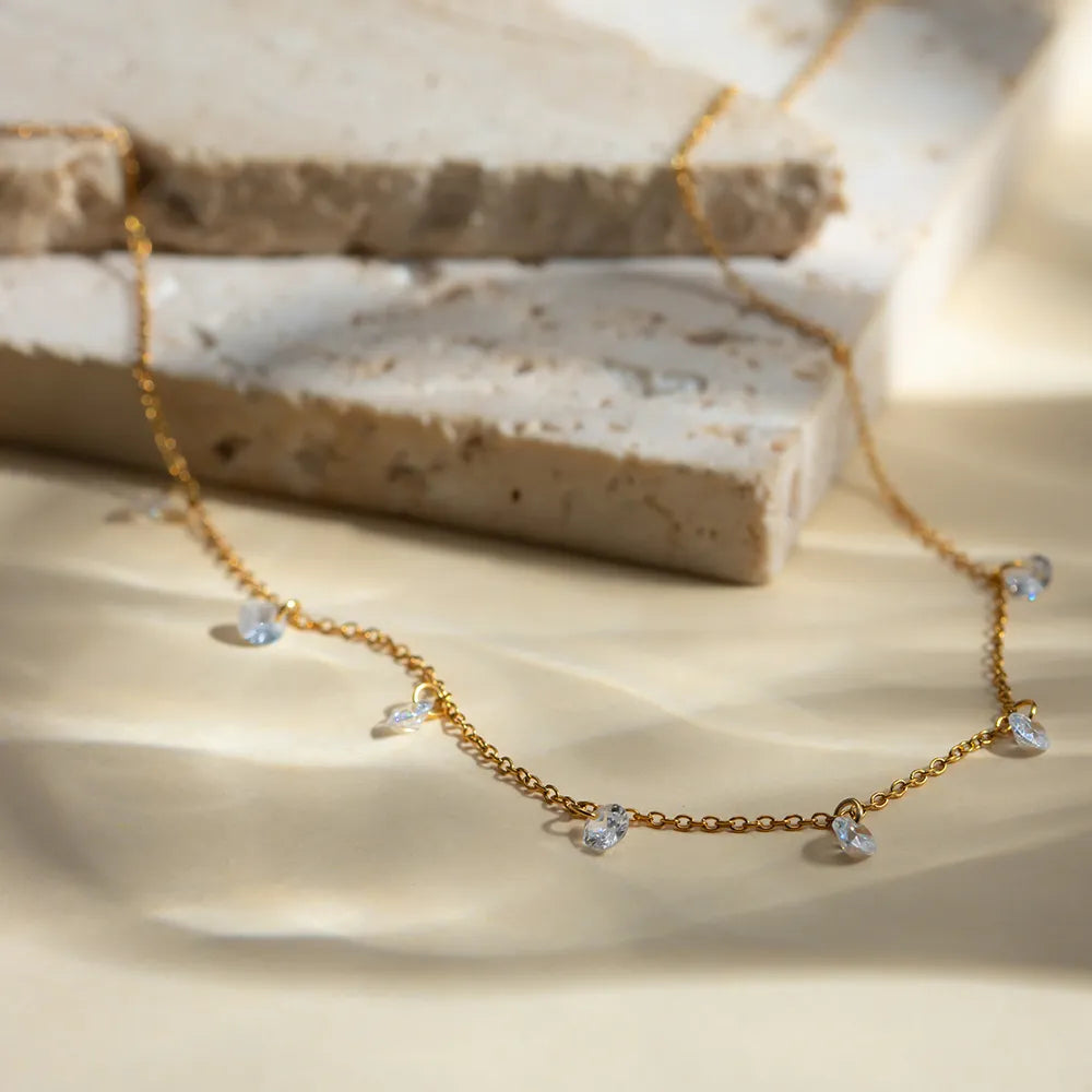 Stainless Steel Rhinestone Pendant Necklace OutfitFlow