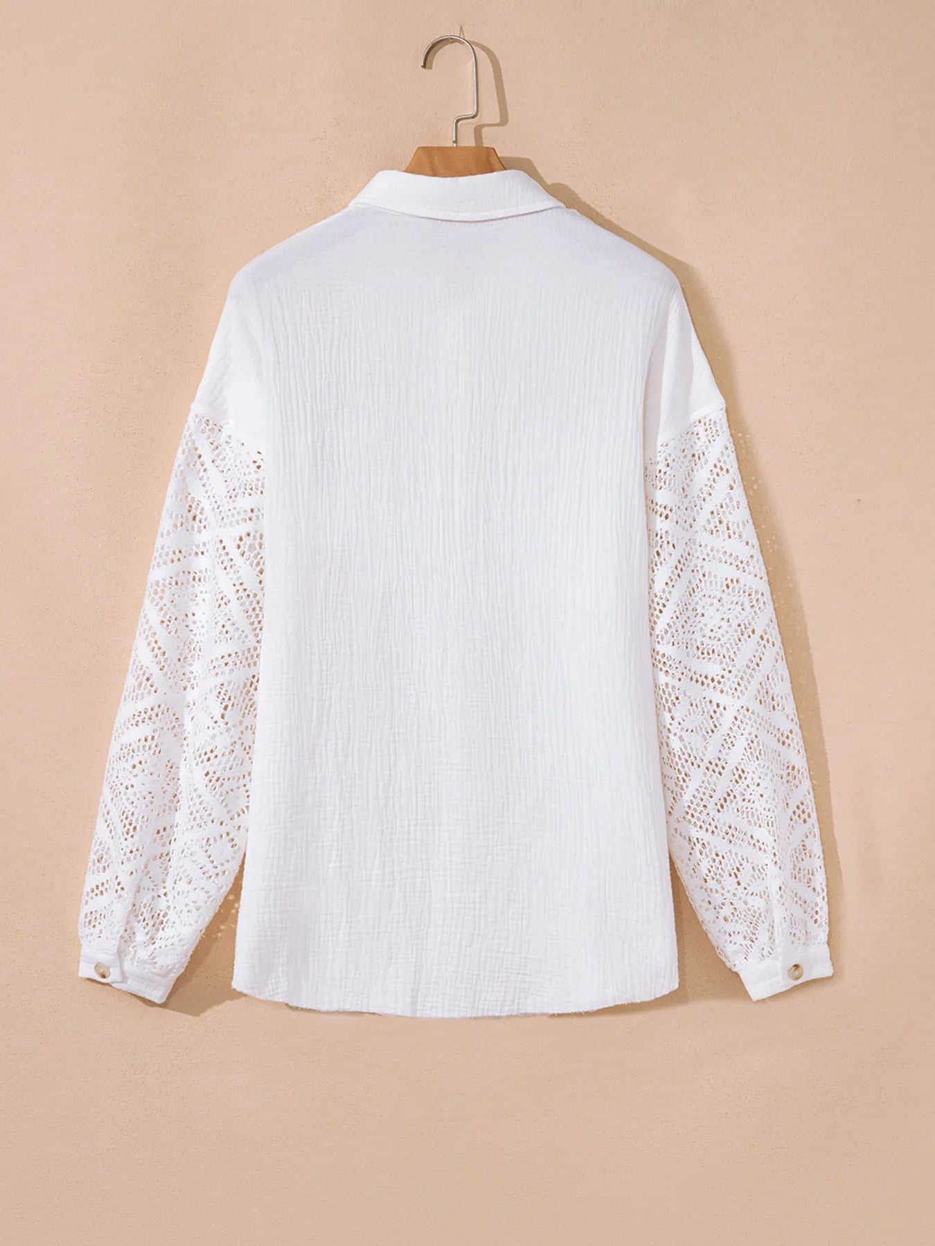Lace Sleeve Button Down Shirt OutfitFlow