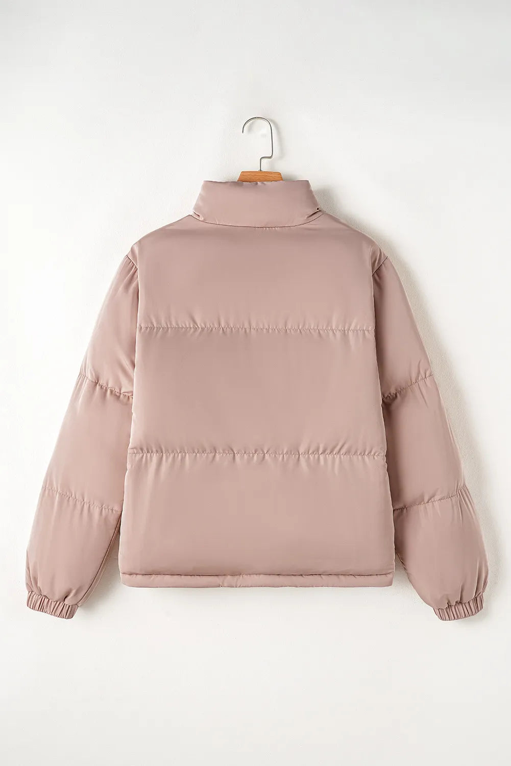 Turtleneck Zip Up Long Sleeve Winter Coat OutfitFlow