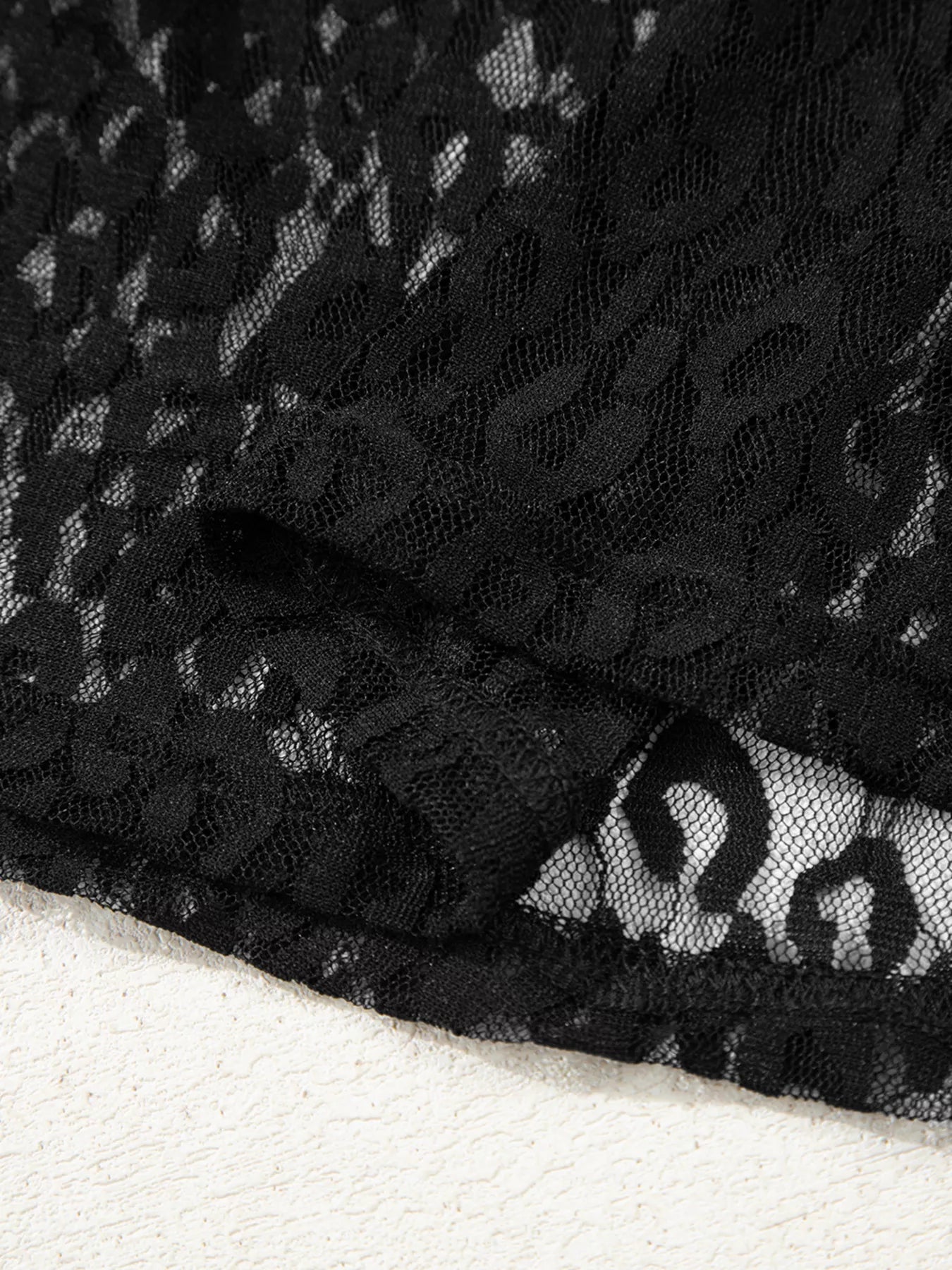 Leopard Pattern Sheer Mesh Long Sleeve Top OutfitFlow