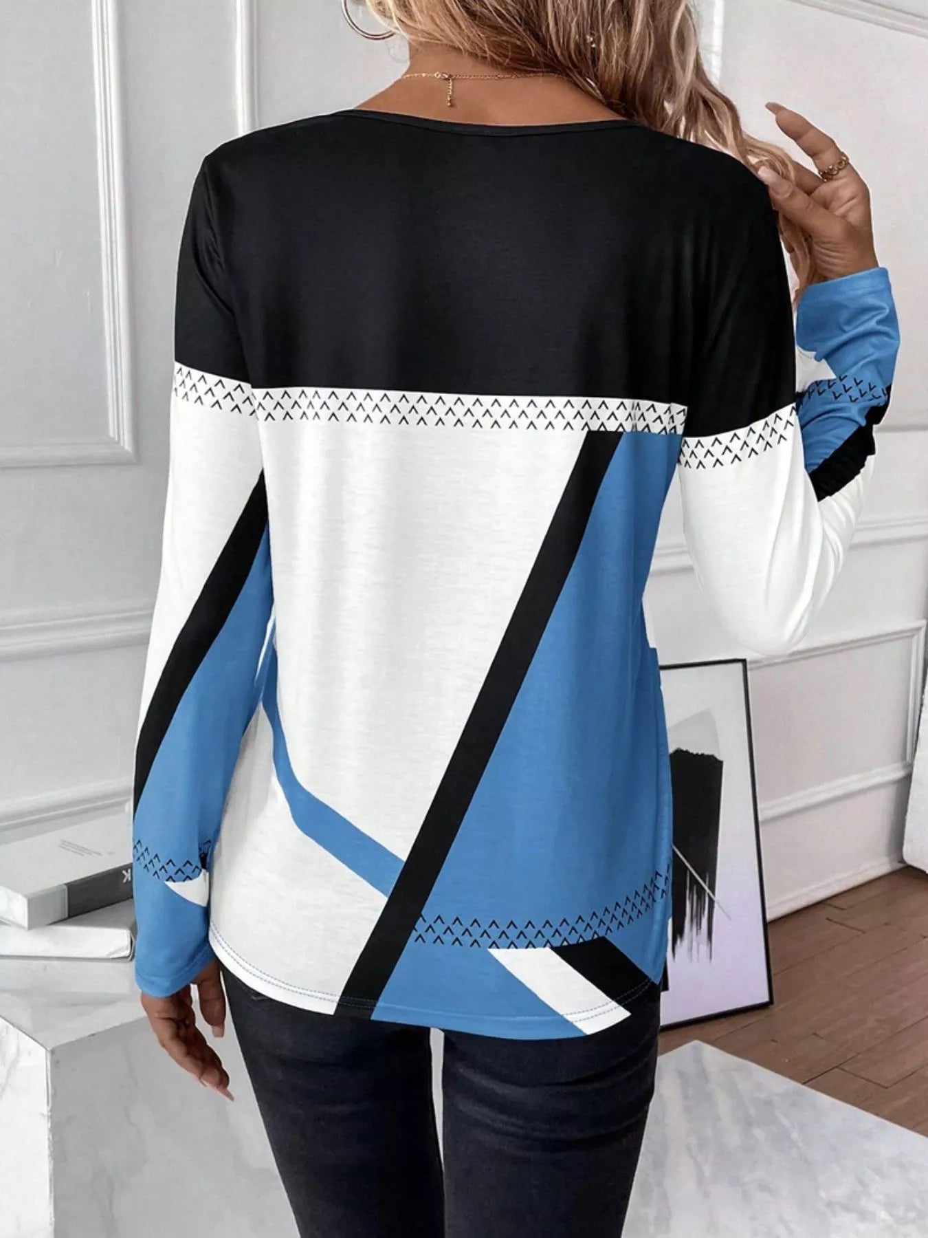 Color Block Long Sleeve T-Shirt OutfitFlow