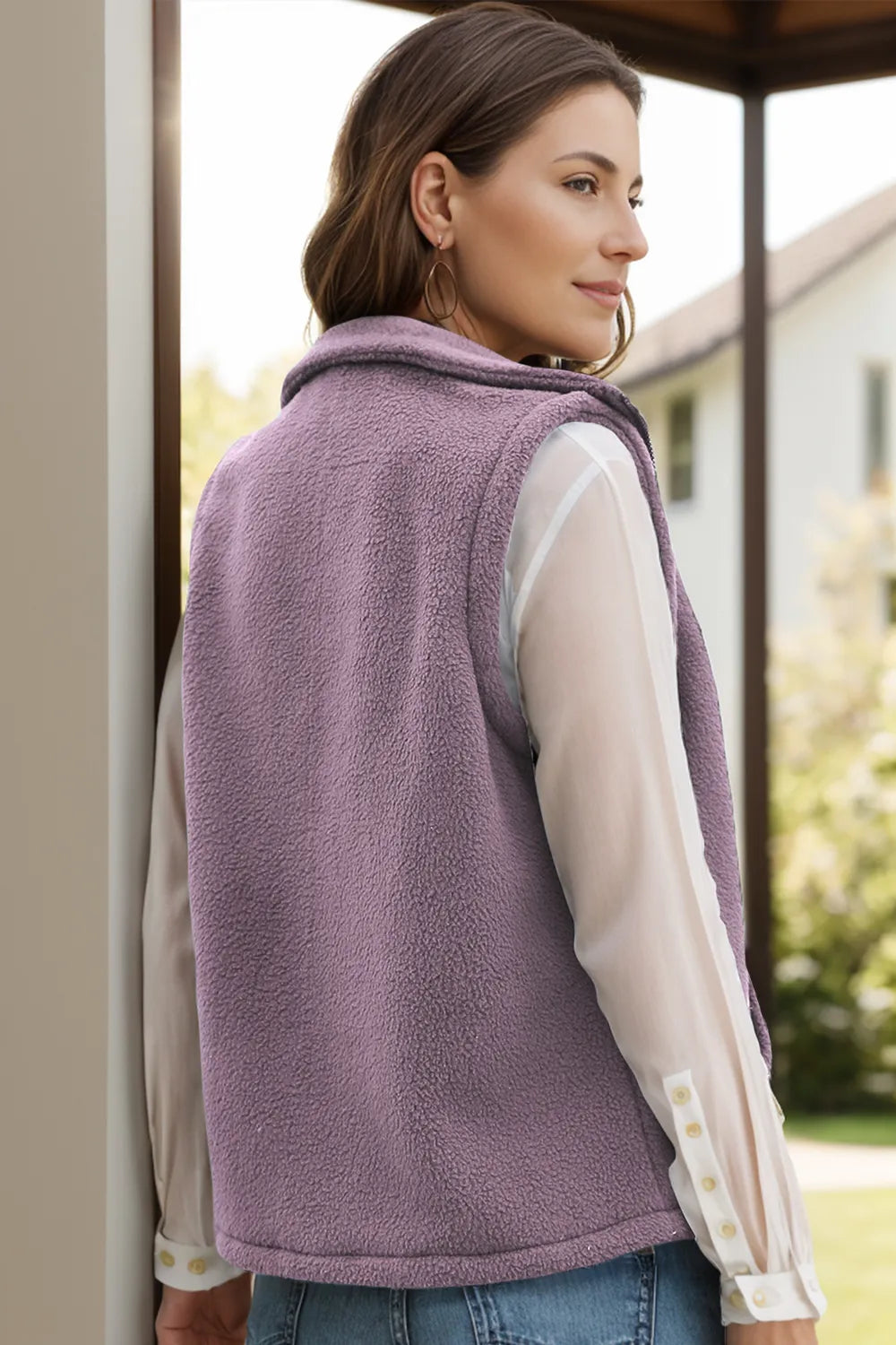Zip Up Vest Coat with Pockets Trendsi