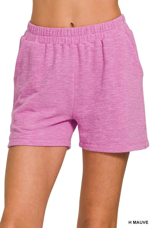 Zenana Cotton Slub Shorts H MAUVE OutfitFlow