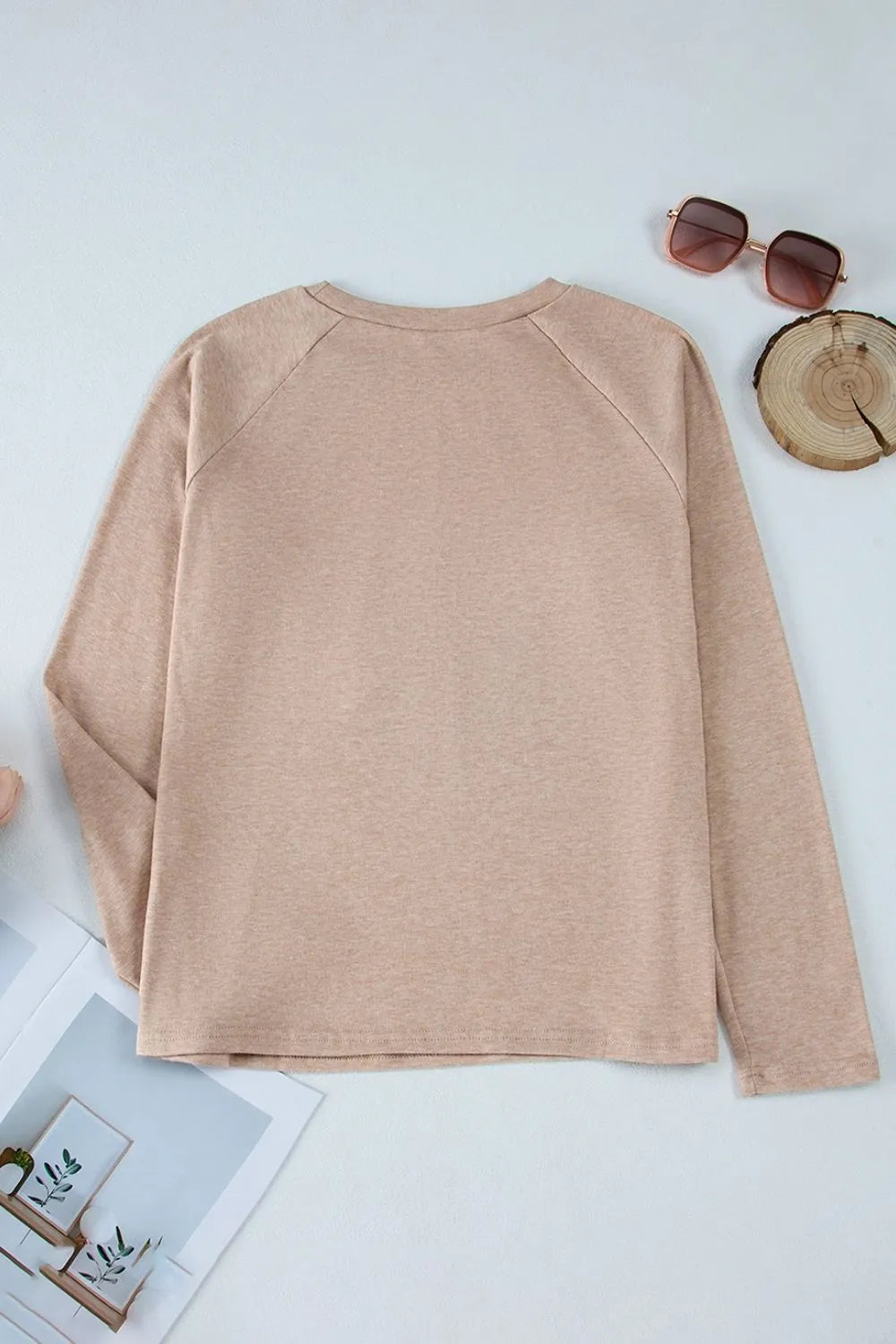 Texture Round Neck Long Sleeve T-Shirt OutfitFlow