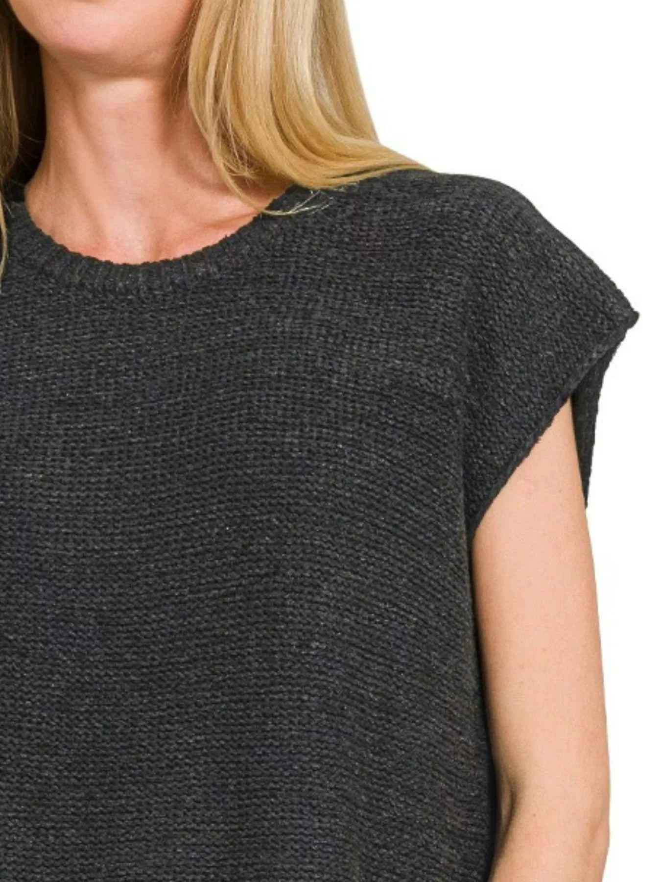 Zenana Oversized Crew Neck Sweater Vest Trendsi