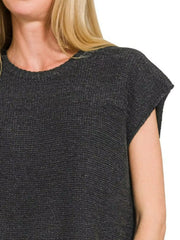 Zenana Oversized Crew Neck Sweater Vest Trendsi