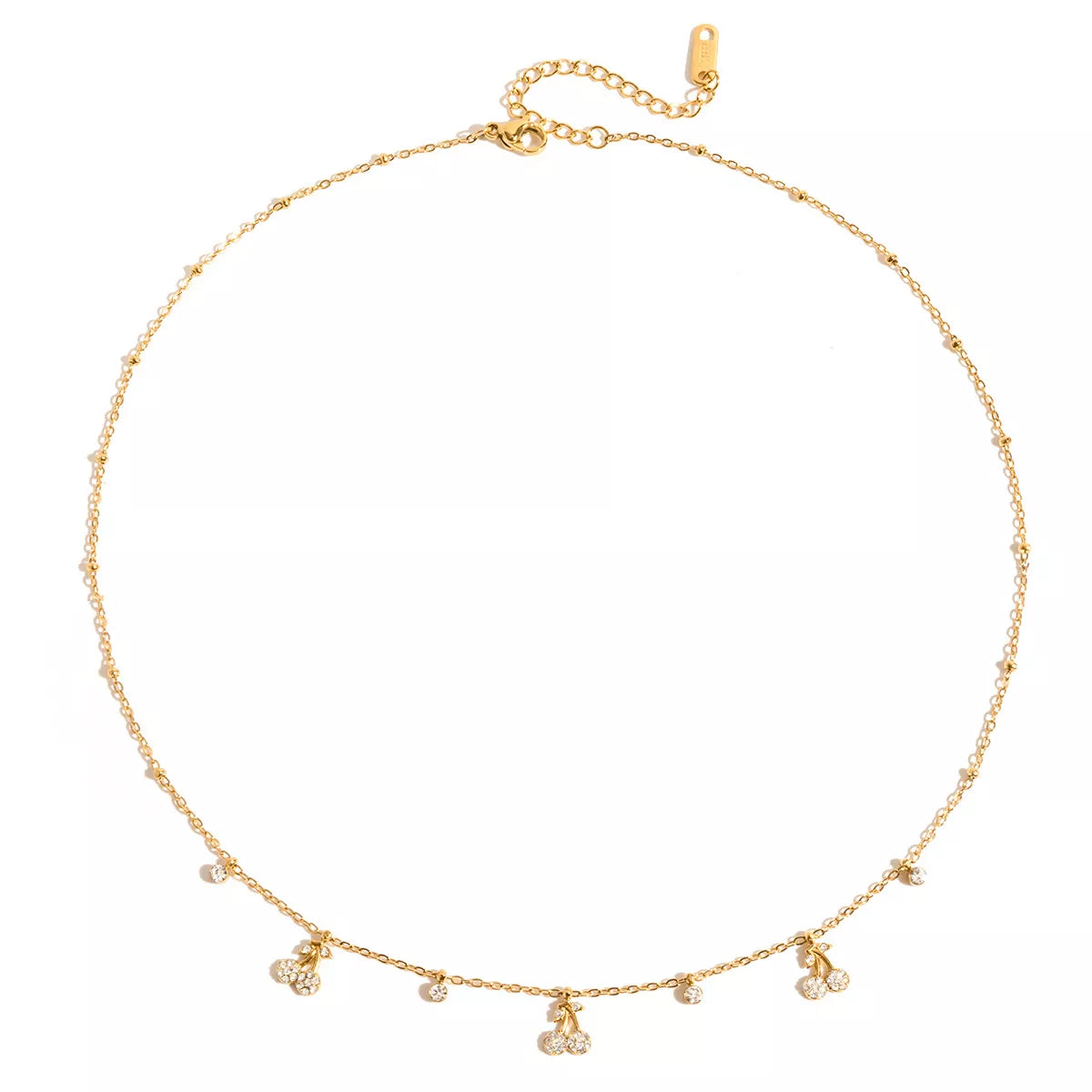 18K Gold-Plated Zircon Cherry Necklace OutfitFlow