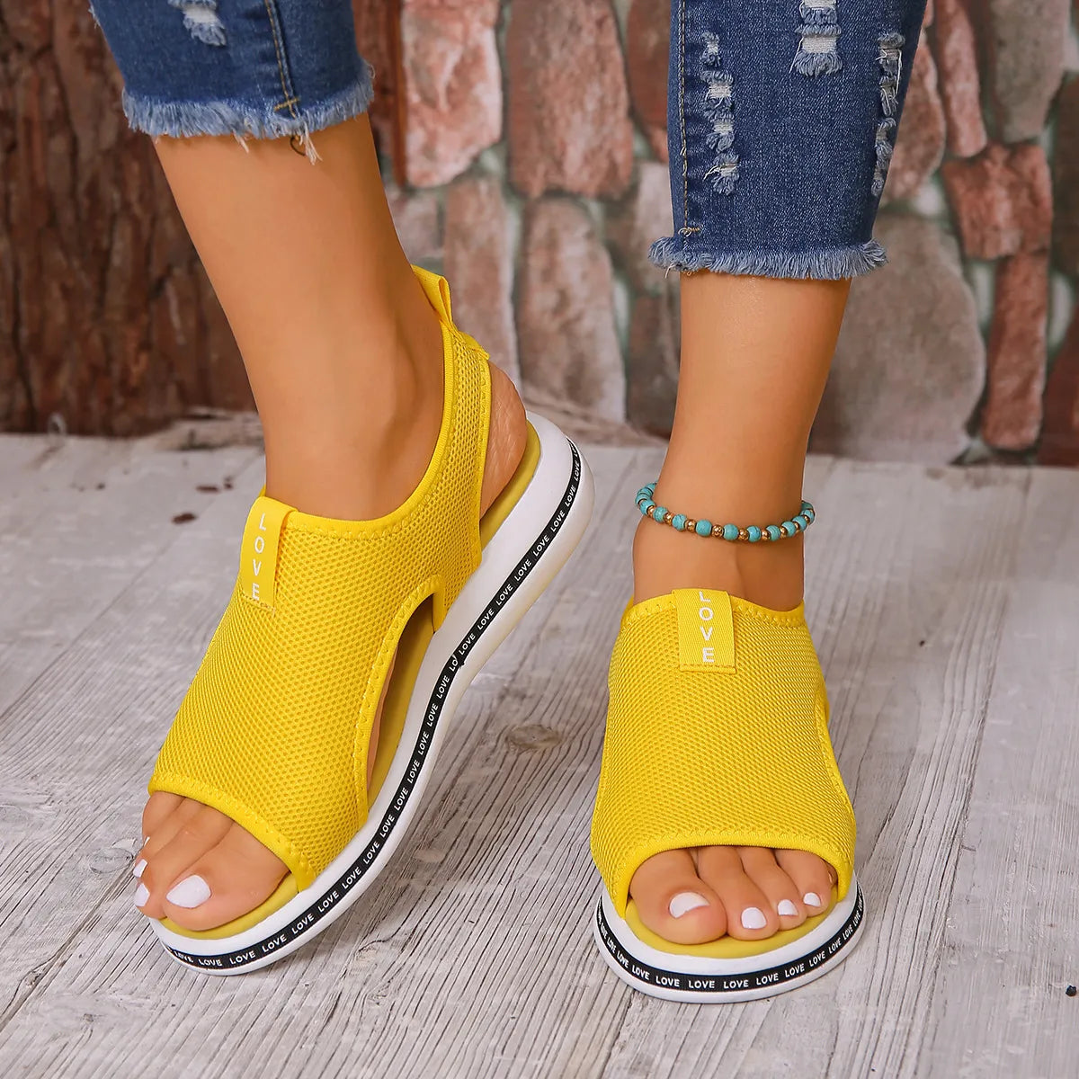 Mesh Open Toe Platform Sandals OutfitFlow