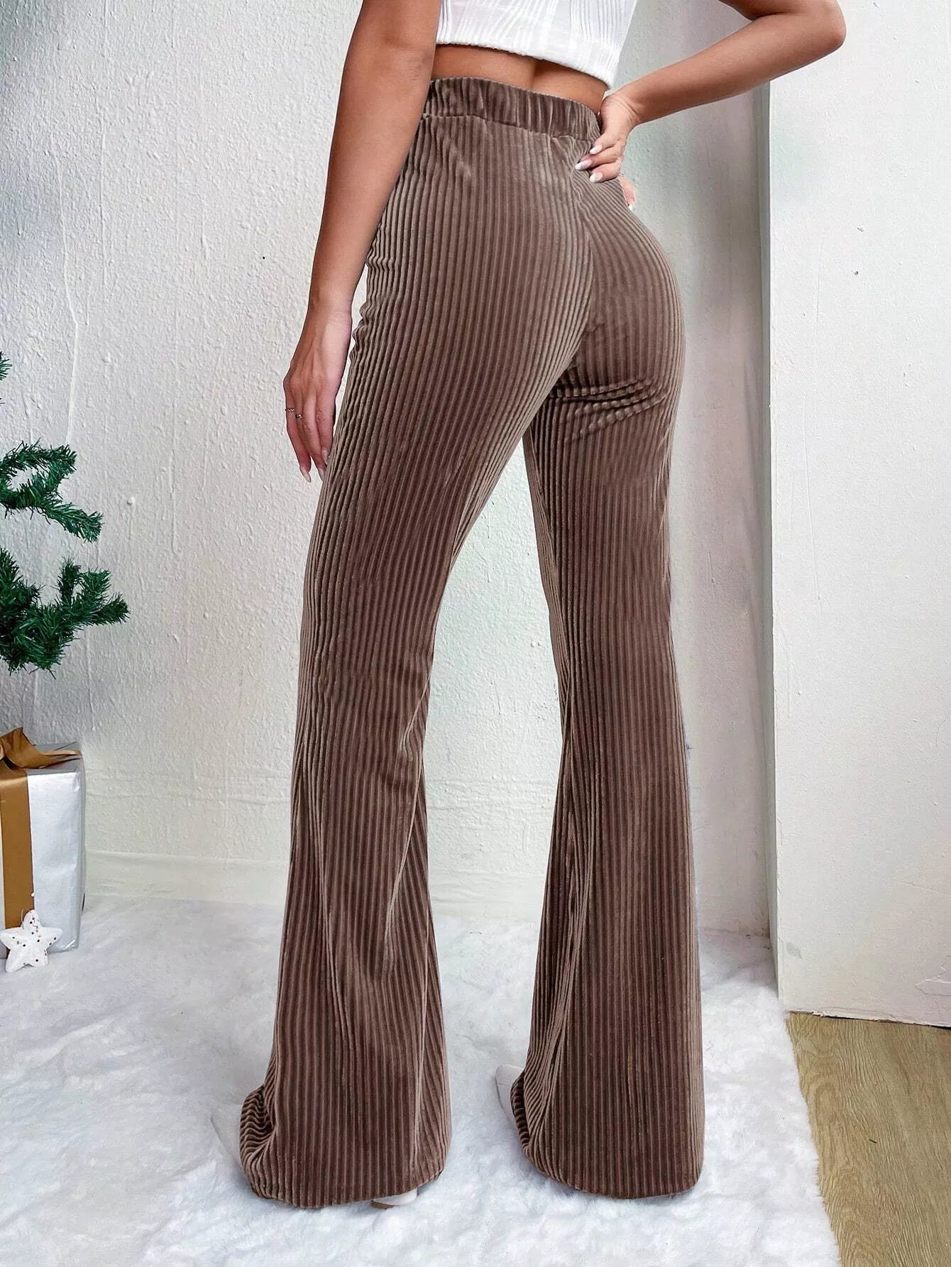 Corduroy High Waist Flare Pants OutfitFlow