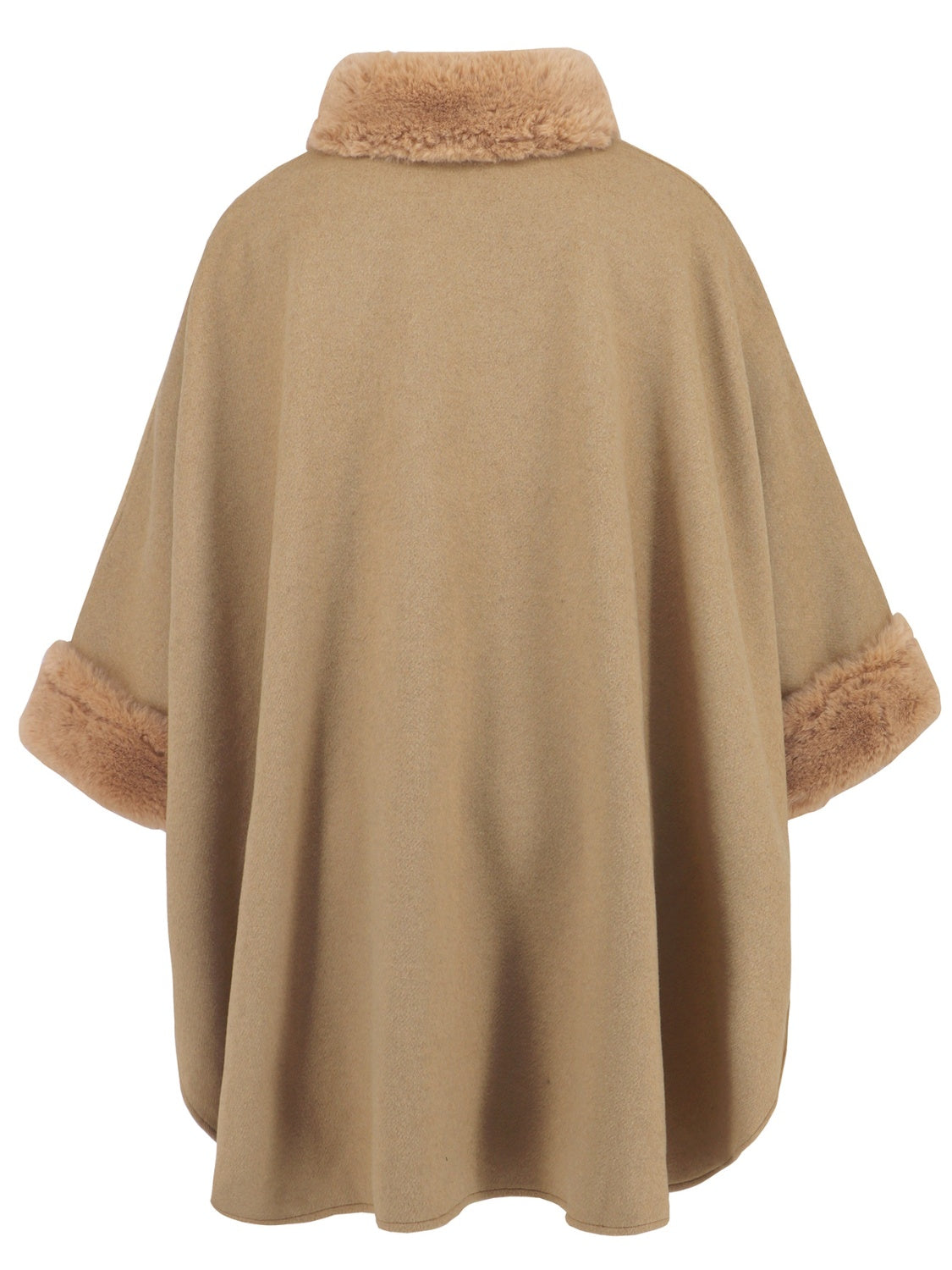 Outfit Flow - Fuzzy Trim Long Sleeve Poncho