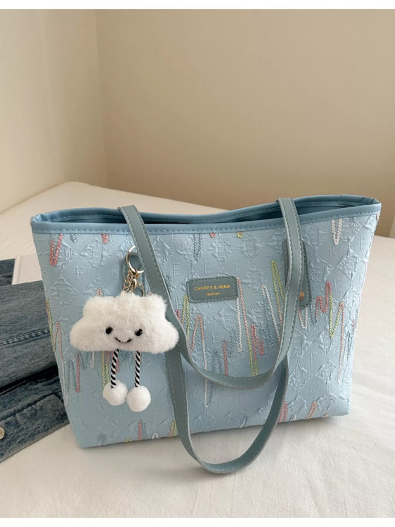 Embossed Pattern Shoulder Bag OutfitFlow