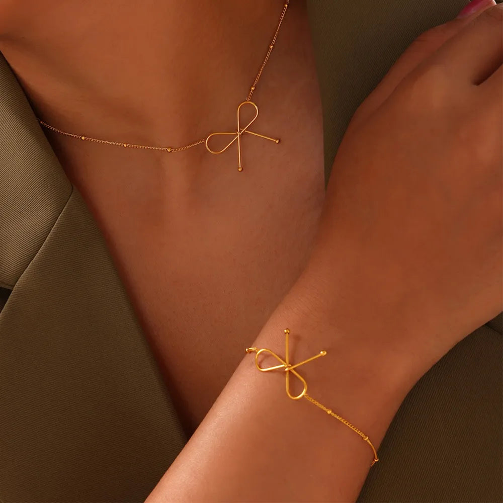 Titanium Steel Bow Bracelet OutfitFlow