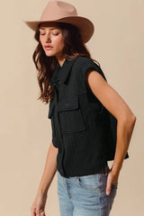 SO ME Cable Quilting Stitch Button Up Knit Vest OutfitFlow