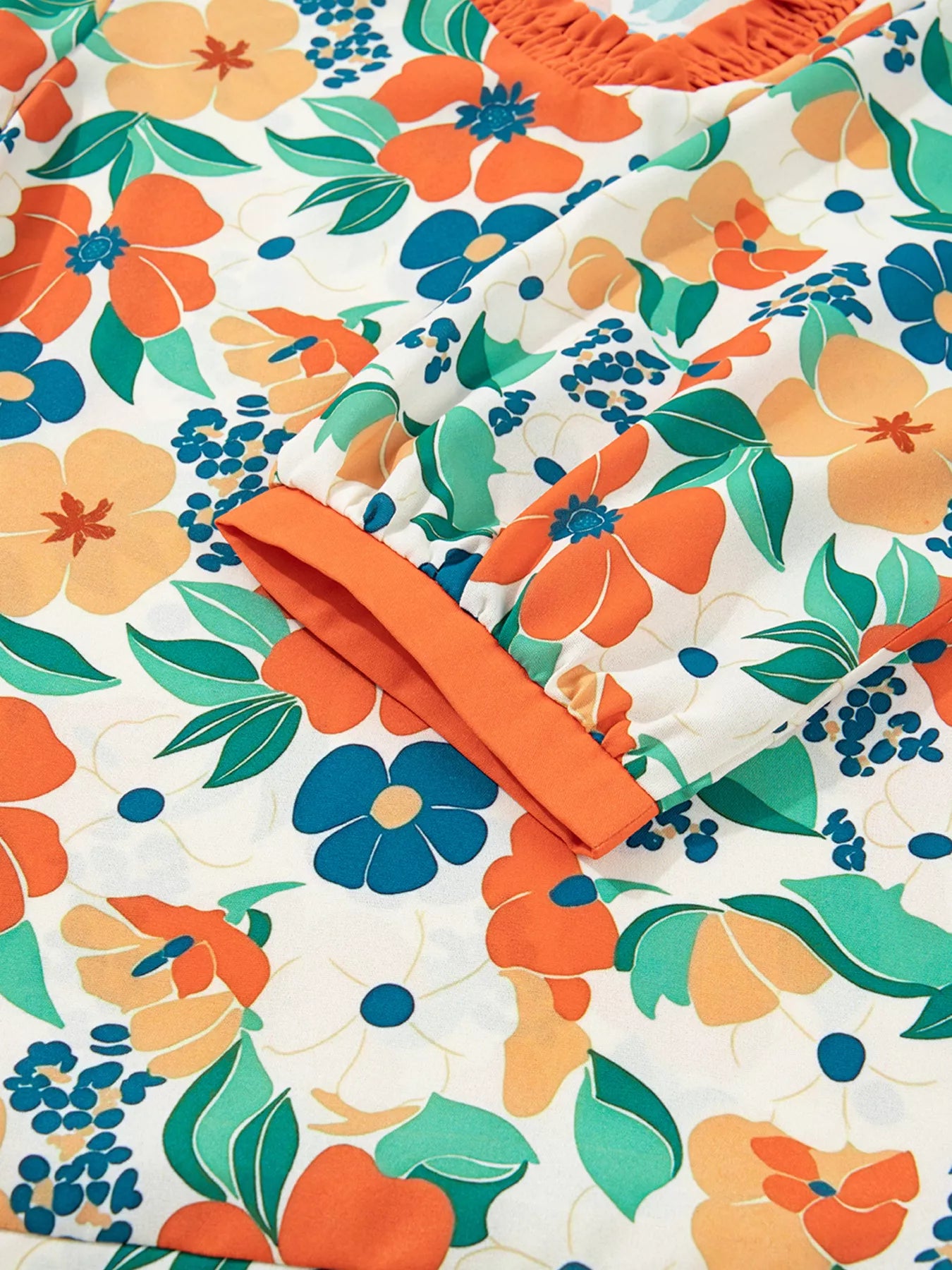 Frilled V Neck Floral Print Blouse OutfitFlow