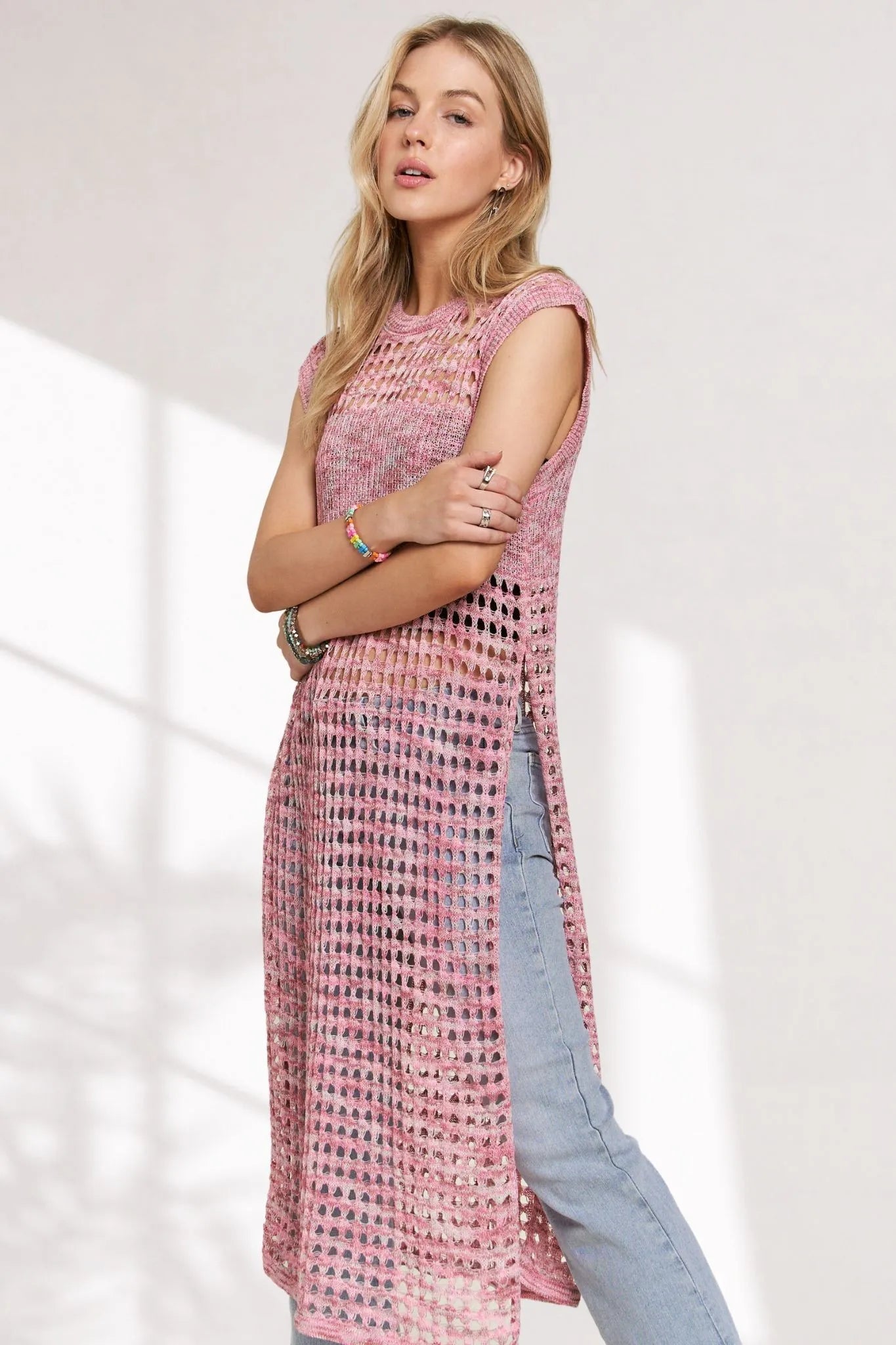 ADORA Multi Color Crochet Tunic Top OutfitFlow