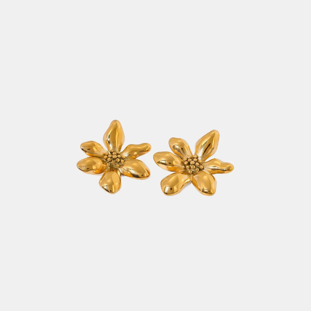 Stainless Steel Flower Earrings OutfitFlow
