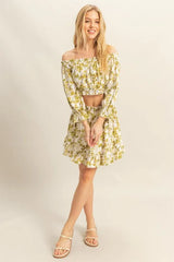 HYFVE Floral Off-Shoulder Flounce Sleeve Top and Skirt Set OutfitFlow