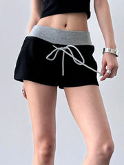Drawstring Shorts with Contrast Waistband OutfitFlow