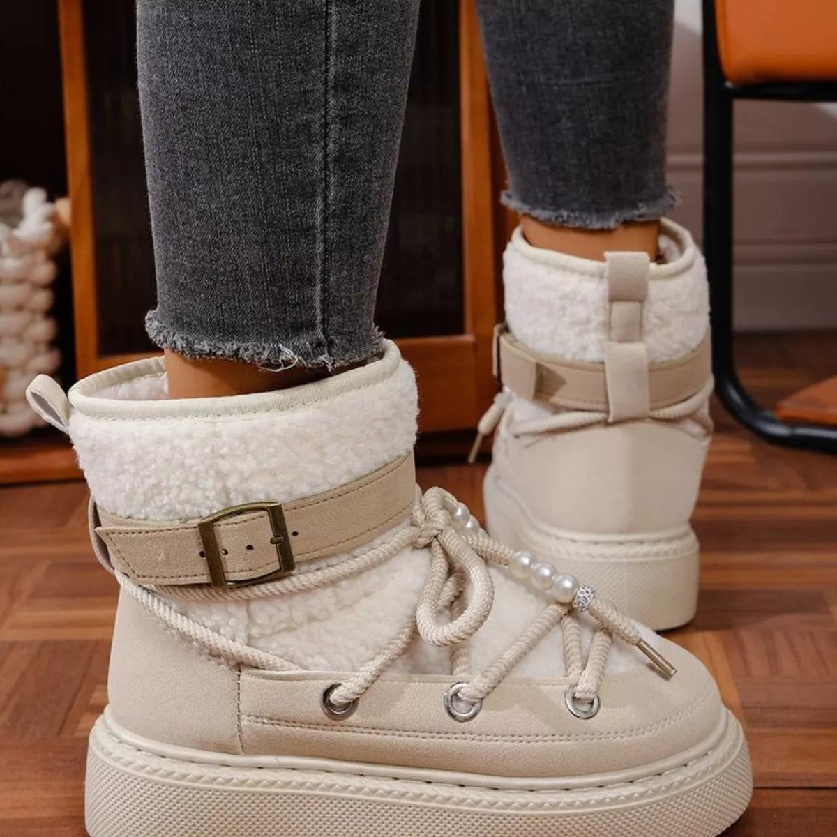 Lace Up Platform Boots Trendsi