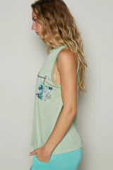 POL Floral Detail Pocket Patch Tank Top OutfitFlow