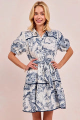 BiBi Woven Printed Tiered Dress OutfitFlow