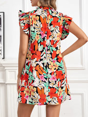 Floral Ruffle Sleeve Summer Dress OutfitFlow