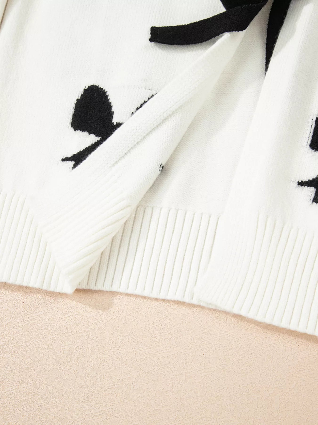 Tie Front Bow Pattern Cardigan OutfitFlow