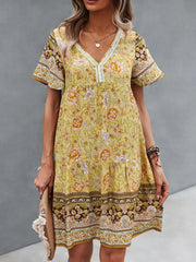 Floral Print V-Neck Summer Dress OutfitFlow