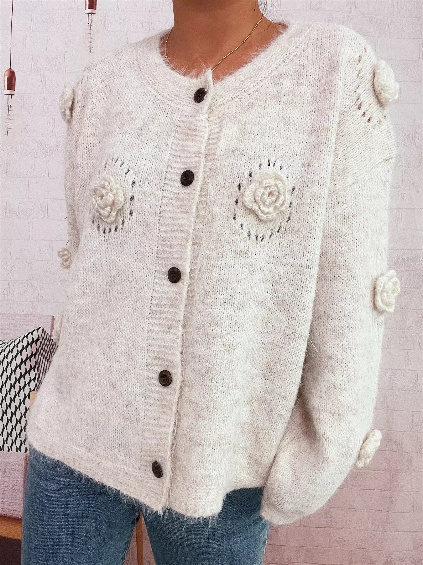 Flower Button-Up Cardigan OutfitFlow