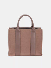 David Jones Canvas Tote Handbag with Contrast Leather Handles OutfitFlow