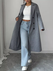 Double-Breasted Longline Coat Trendsi