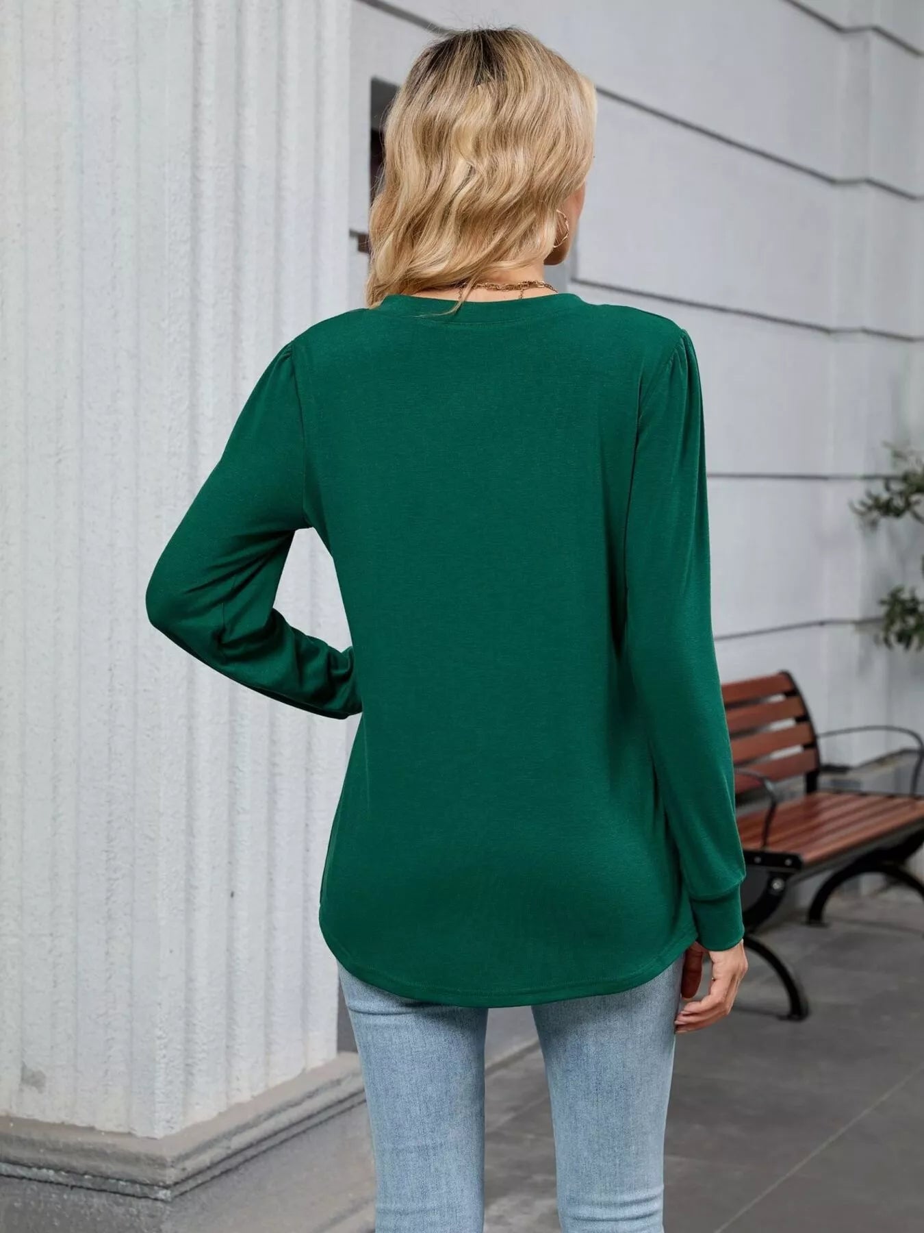 V-Neck Long Sleeve Relaxed Fit T-Shirt OutfitFlow
