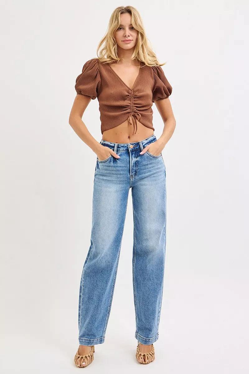 RISEN High Rise Wide Baggy Jeans OutfitFlow