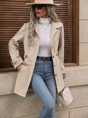Button Up Long Sleeve Coat Trendsi