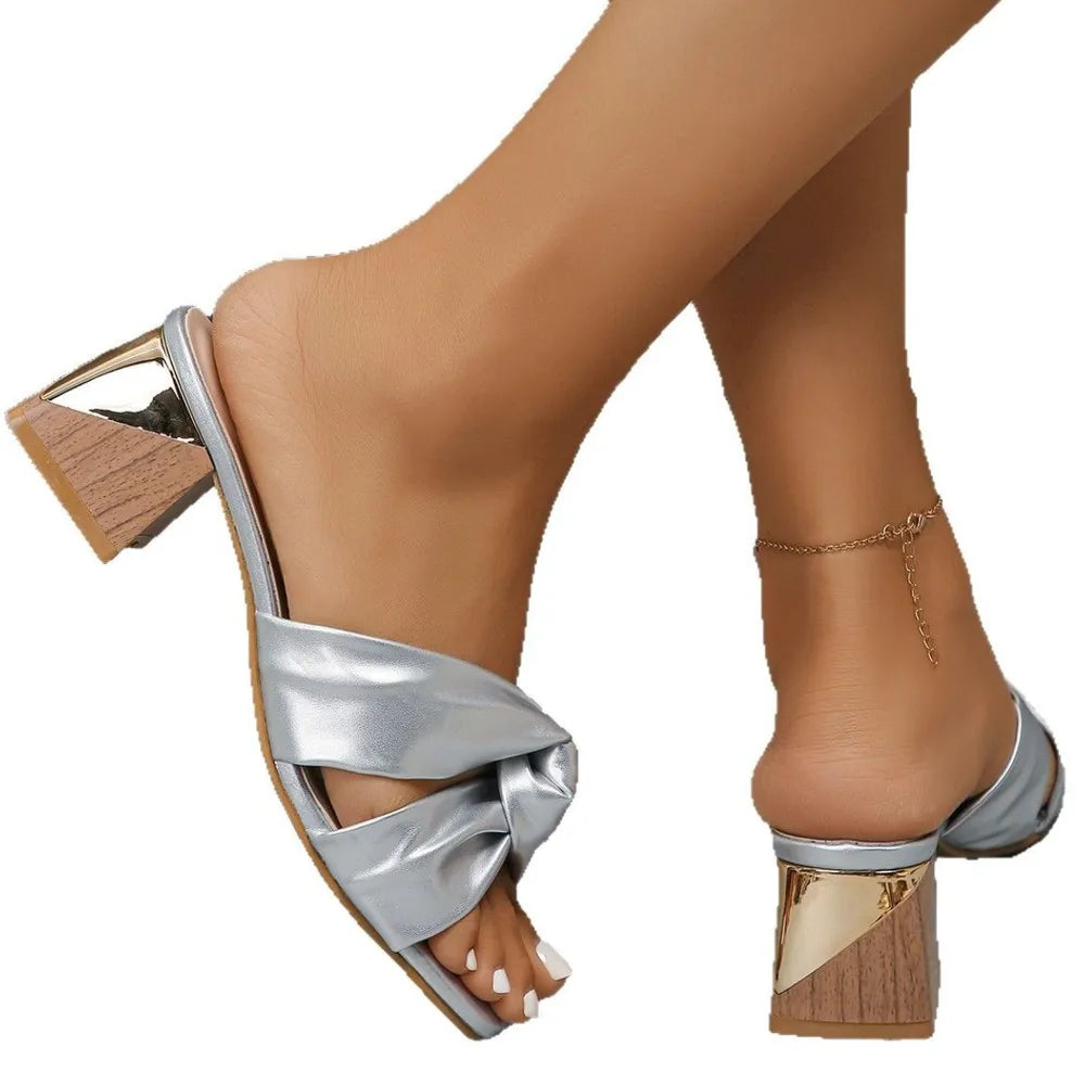 Open Toe Block Heels Sandals OutfitFlow