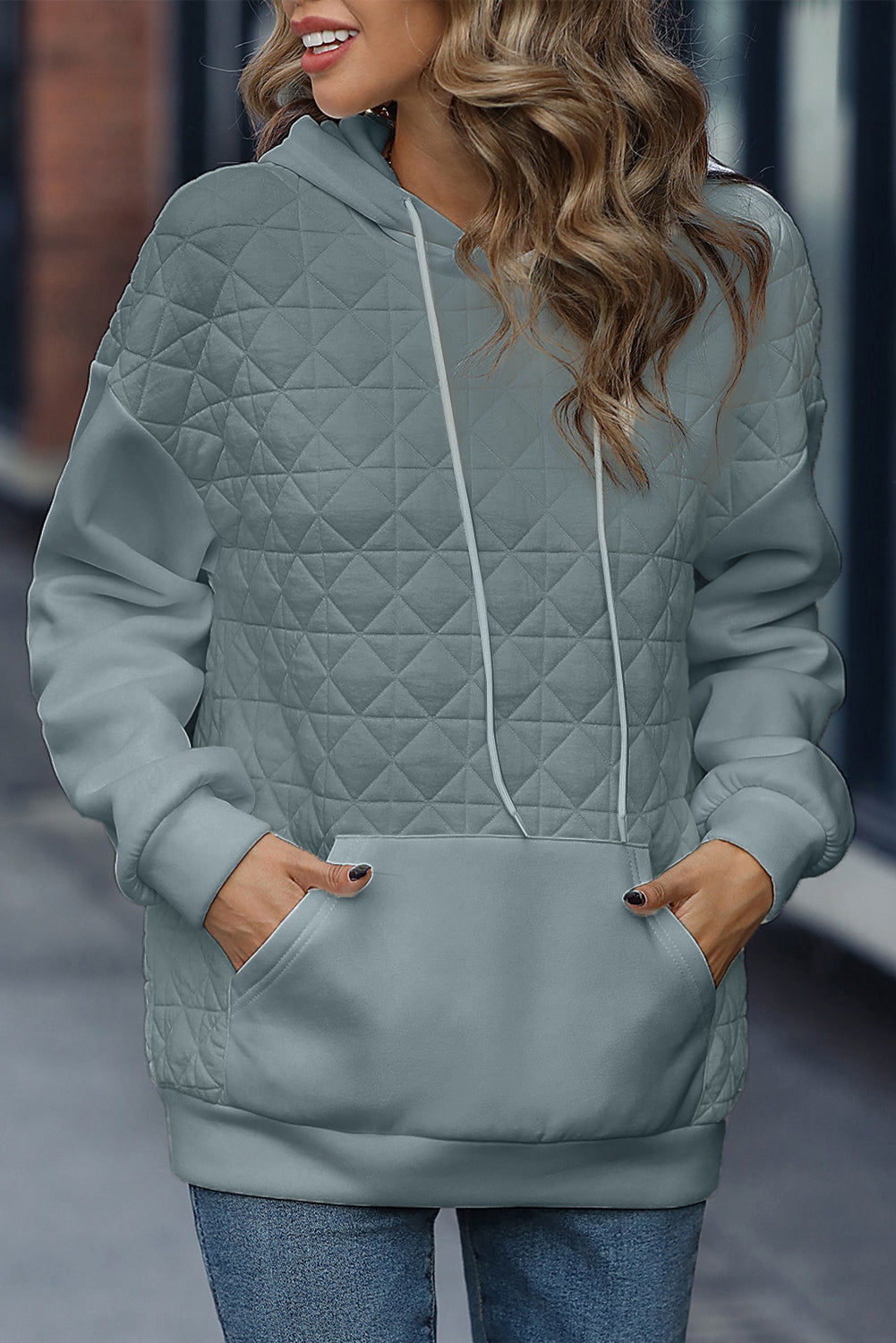 Outfit Flow - Drawstring Long Sleeve Hoodie with Pocket