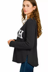 Zenana Beach V Neck Sweater Trendsi