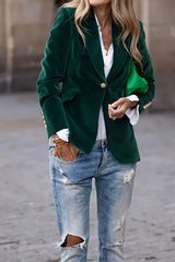 Lapel Collar One Button Blazer OutfitFlow