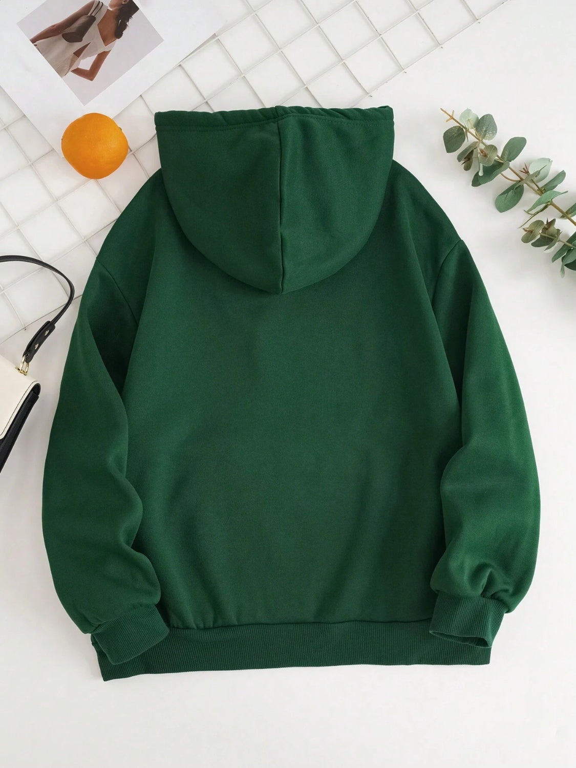 Drawstring Dropped Shoulder Hoodie OutfitFlow