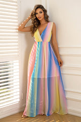 Surplice Neck Sleeveless Maxi Dress OutfitFlow