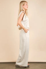 VERY J Solid Woven Top & Pants Set OutfitFlow