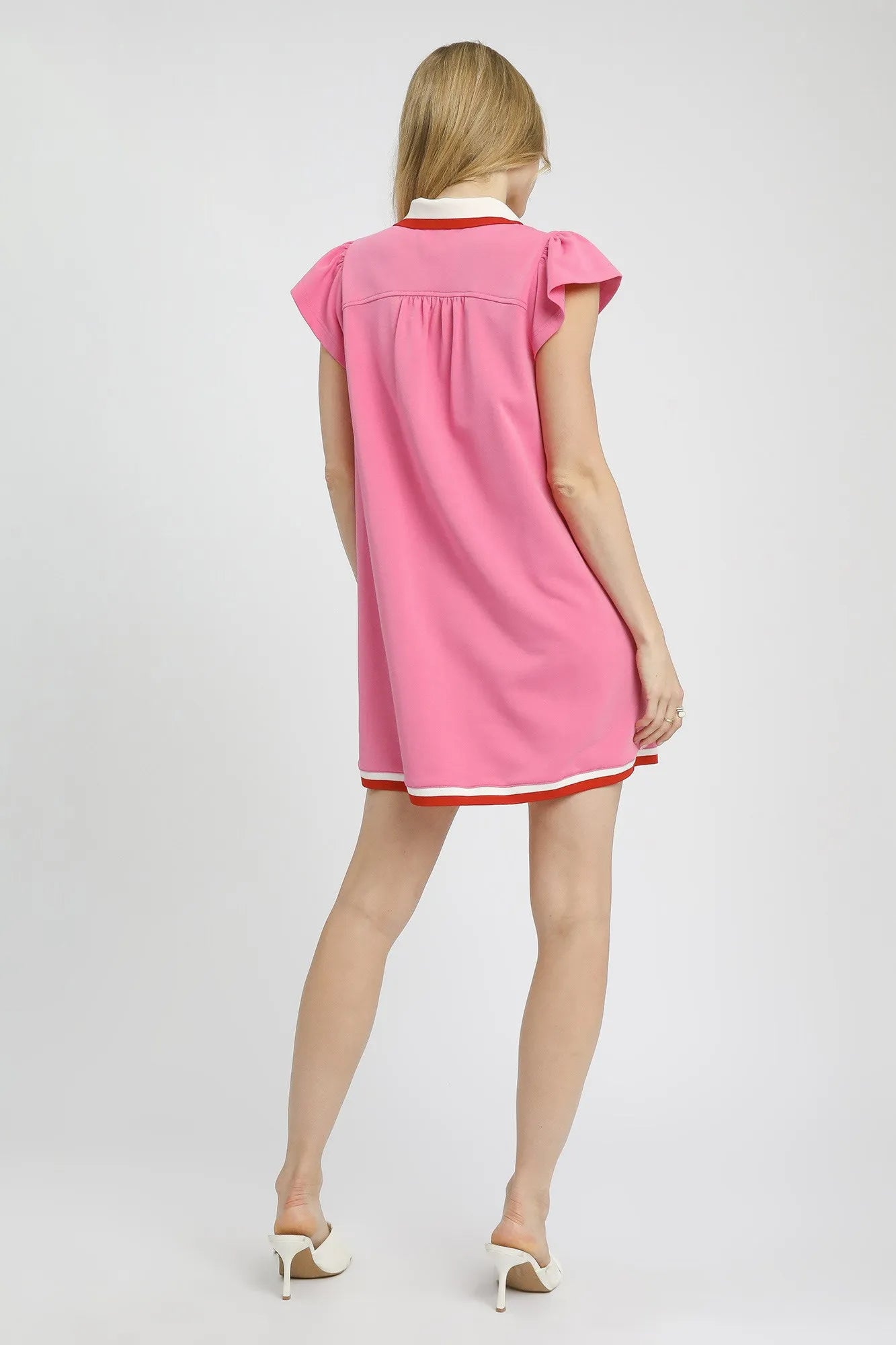 Umgee Contrast Trim Cap Sleeve Mini Dress OutfitFlow