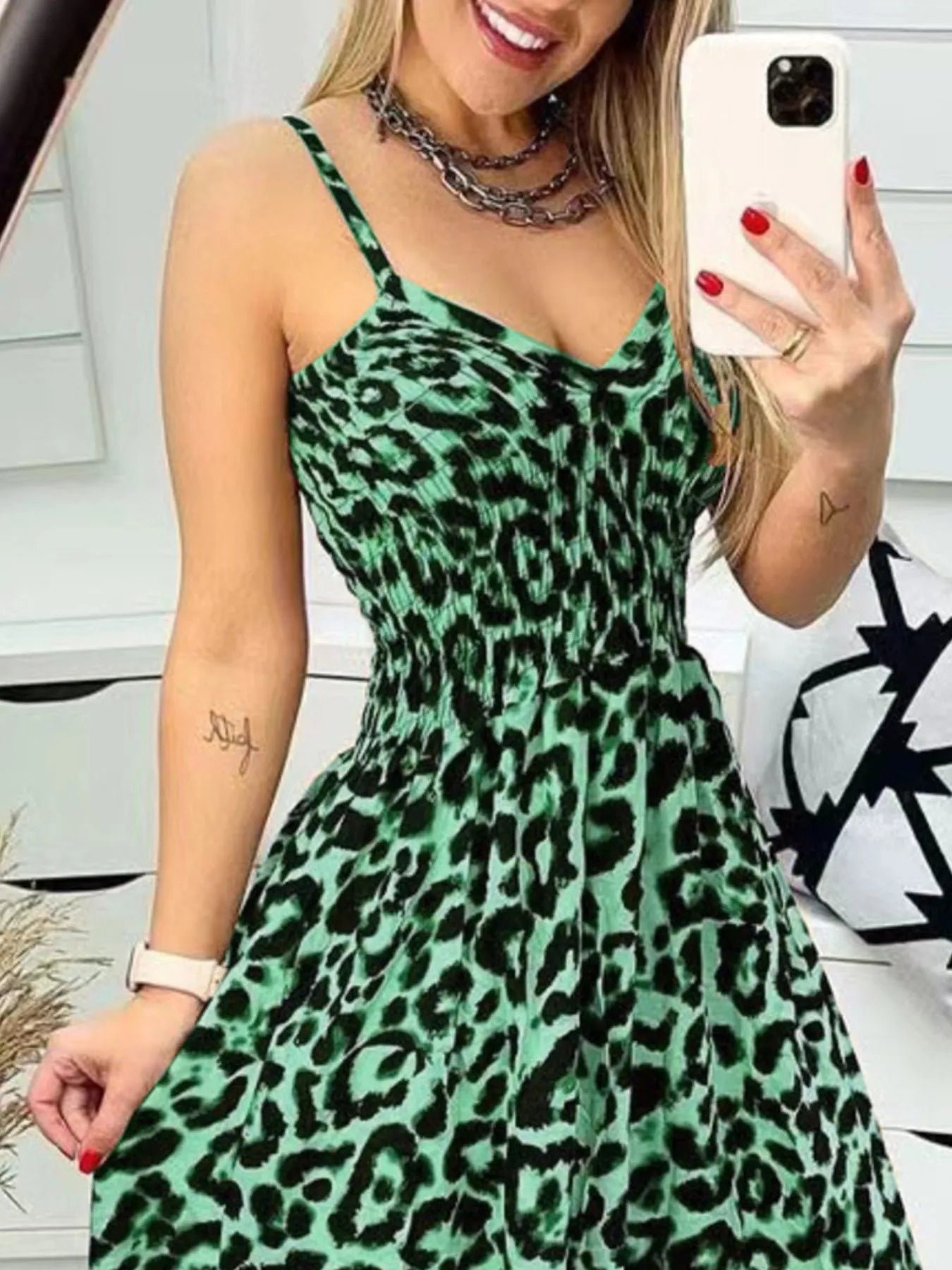 Full Size Leopard Print Spaghetti Strap Maxi Dress Plus Size OutfitFlow