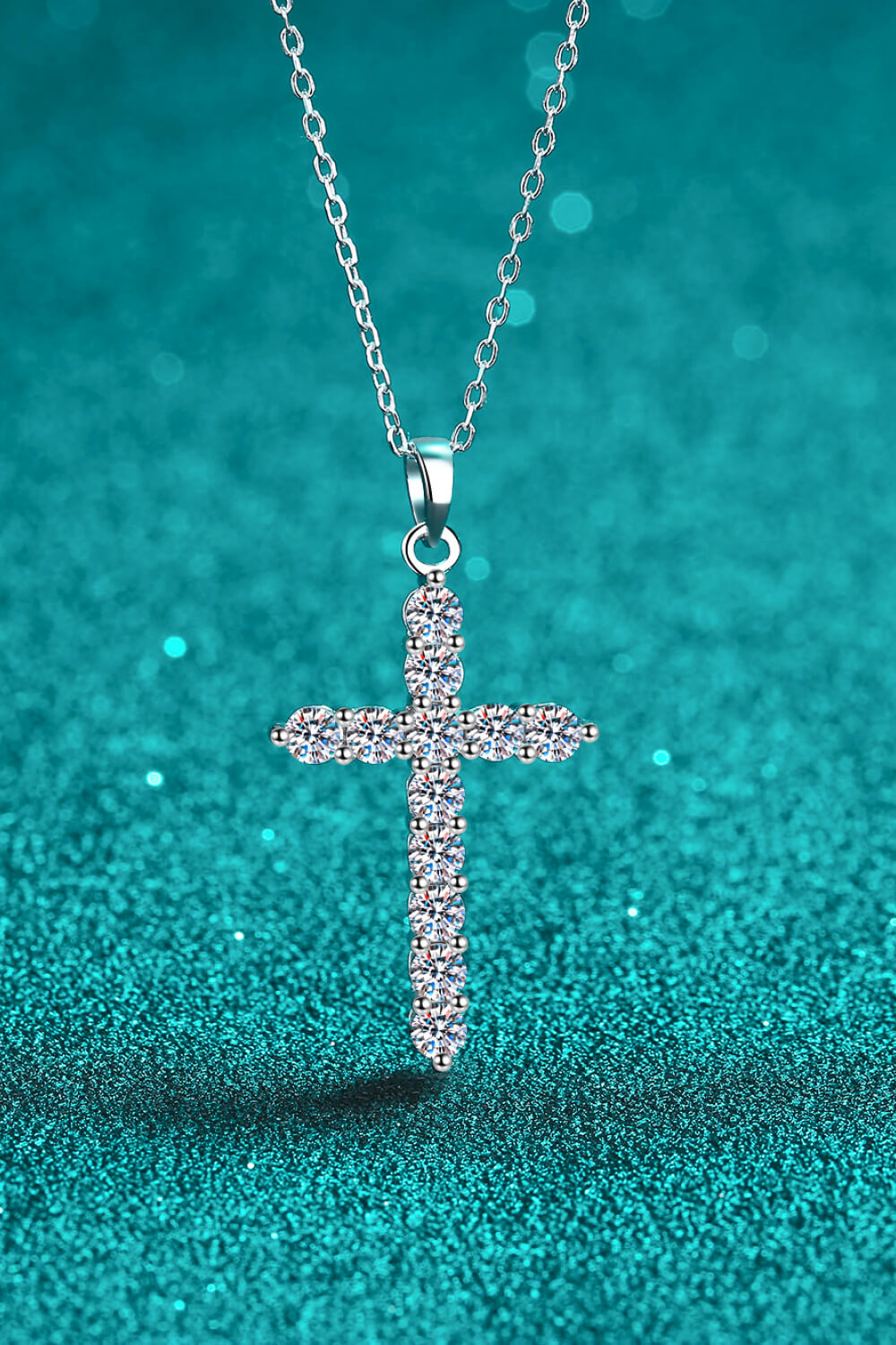 Adored 925 Sterling Silver Cross Moissanite Necklace OutfitFlow