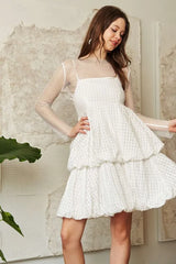Davi & Dani Checker Print Side Pockets Textured Mini Dress OutfitFlow