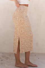 Jade By Jane Full Size Zebra Print Side Slit Midi Skirt Plus Size OutfitFlow