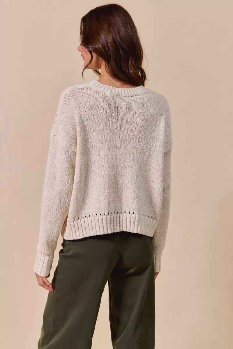 SO ME Vegetable Round Neck Long Sleeve Sweater OutfitFlow