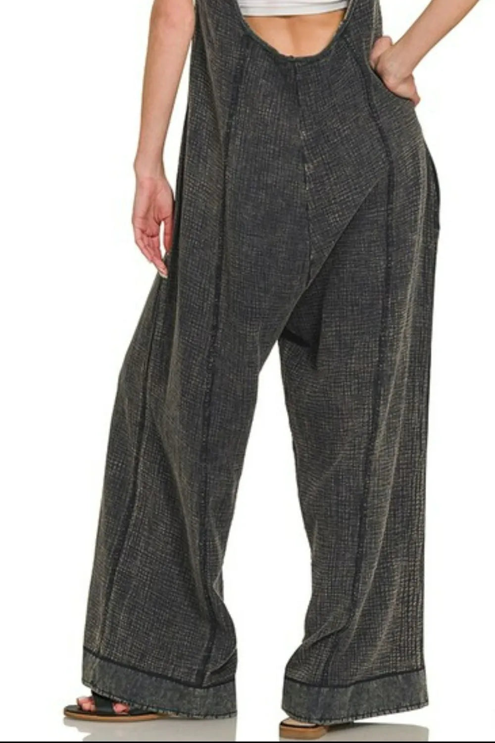 Zenana Double Gauze Washed Wide Leg Overalls OutfitFlow